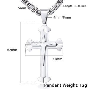 Trendsmax Mens Necklace Pendant Stainless Steel Chain 3 Layer Knight Cross Silver Gold Black Color KP179-KP180-COLLARES-FOREVER KRN