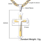 Trendsmax Mens Necklace Pendant Stainless Steel Chain 3 Layer Knight Cross Silver Gold Black Color KP179-KP180-COLLARES-FOREVER KRN