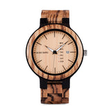 BOBO BIRD Antique Mens Zebra and Ebony Wood Watches with Date and Week Display Business Watch in Wooden Gift Box