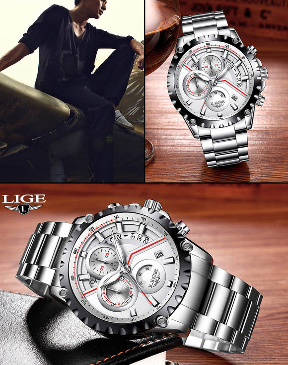 2017 New Fashion LIGE Mens Watch Men Full Steel Business Watch Date Chronograph Quartz-watch Male Gifts Clock Relogio Masculino-WATCHS-FOREVER KRN