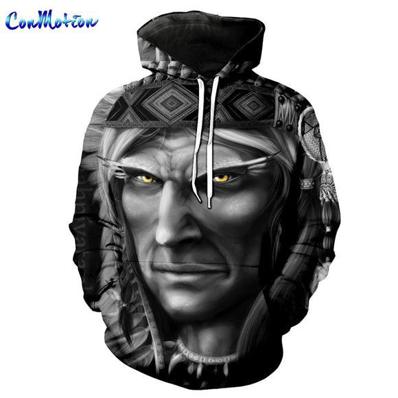 ConMotion American Indian Face Portrait Print Casual Hoodie sweatshirt-SUDADERAS-FOREVER KRN