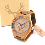 2016 BOBO BIRD Top brand Men's Bamboo Wooden Bamboo Watch Quartz Real Leather Strap Men Watches With Gift Box