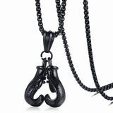 Vnox Drop-shipping Men's Necklace Black Stainless Steel Chain Pair Boxing Glove Pendant Charm Rock Punk Fitness Male Jewelry-COLLARES-FOREVER KRN