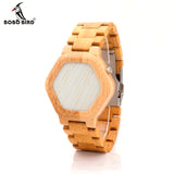 BOBO BIRD E03 Bambooo Wooden WristWatch Mens Kisai Wood Led Watch Unique Night Vision Full Bamboo Clock With Box