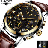 2017 New Watches Men Luxury Brand LIGE Chronograph Men Sports Watches Waterproof Leather Quartz Man Watch Mens Relogio Masculino-WATCHS-FOREVER KRN