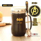 Avengers Coffee Mug Batman Tea Cup Cartoon Milk Super Man America Capatian Cups and Mugs with Spoon Cover-THERMO-FOREVER KRN