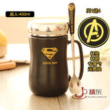 Avengers Coffee Mug Batman Tea Cup Cartoon Milk Super Man America Capatian Cups and Mugs with Spoon Cover-THERMO-FOREVER KRN