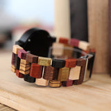 BOBO BIRD P14 Antique Mens Wood Watches Date and Week Display Business Watch with Unique Mixed Color Wooden Band