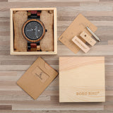 BOBO BIRD P14 Antique Mens Wood Watches Date and Week Display Business Watch with Unique Mixed Color Wooden Band