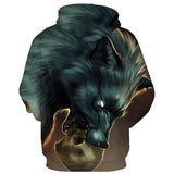 Conmotion Dangling skull wolf Wolf Hooded Sweatshirt Neutral Hoodies-SUDADERAS-FOREVER KRN