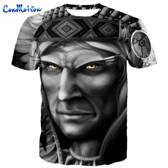 ConMotion American Indian Face Portrait Print Casual T shirt Tops-PLAYERAS-FOREVER KRN