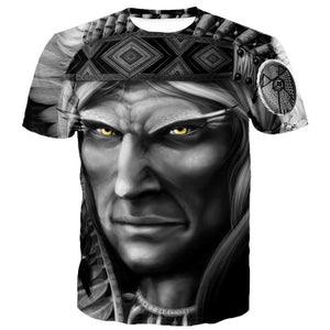 ConMotion American Indian Face Portrait Print Casual T shirt Tops-PLAYERAS-FOREVER KRN