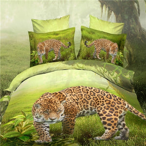 Medusa 3d digital leopard bedding set doona/duvet cover bed sheet pillow cases 4pcs queen size bed linen set-COBERTOR-FOREVER KRN