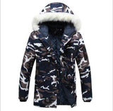 New 2017 Winter Mens Long Camo Jackets Extended Warm Parka Male Cotton Lined Longline Camouflage Coats Plus Size M-5XL Fur Hood-CHAMARRAS-FOREVER KRN