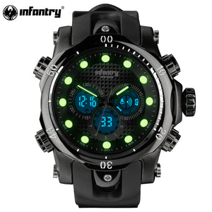 Mens Watches Top Brand Luxury INFANTRY Chronograph Sports Watch Analog-Digital Military Rubber Quartz Watch Relogio Masculino