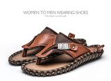 Merkmak Luxury Brand 2017 New Men's Flip Flops Genuine Leather Slippers Summer Fashion Beach Sandals Shoes For Men Big Size 45-SANDALS-FOREVER KRN