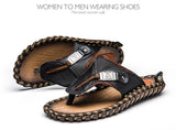 Merkmak Luxury Brand 2017 New Men's Flip Flops Genuine Leather Slippers Summer Fashion Beach Sandals Shoes For Men Big Size 45-SANDALS-FOREVER KRN