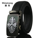 Men's Belt Automatic buckle Leather width 3.5CM Length 110/120 / 130CM Designer high quality Fashion brand black blue strap male