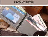 Brand Mini Men's leather Money Clip wallet Pocket Purse with clamp Man Slim Credit Card Bag ID Holder for male