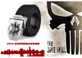 Fashion men's Canvas belt skull Metal tactics woven belt canvas belt Casual pants Cool wild gift for men belts Skull large size-CINTURONES-FOREVER KRN