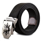 Fashion men's Canvas belt skull Metal tactics woven belt canvas belt Casual pants Cool wild gift for men belts Skull large size-CINTURONES-FOREVER KRN