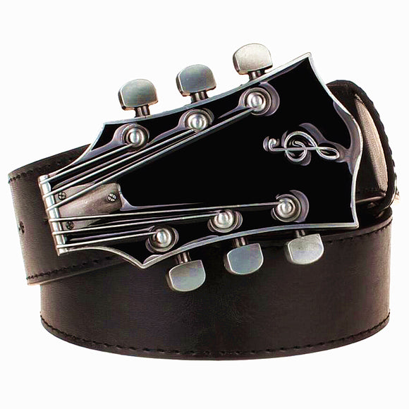 Fashion Men's belt metal buckle belts Retro guitar Street Dance accessories Performance apparel hip hop waistband novel belt-CINTURONES-FOREVER KRN